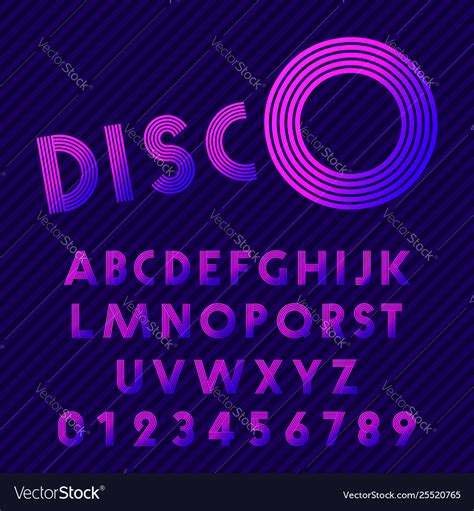 Disco Style Alphabet Retro Nightclub Font Set Of Vector Image