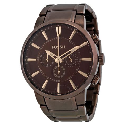 Fossil Chronograph Brown Dial Brown Ip Stainless Steel Mens Watch