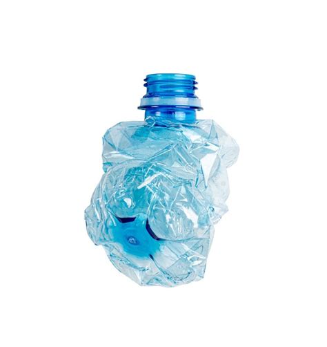 Empty Plastic Bottle Isolated Crumpled Plastic Bottle Global Pollution Concept Squashed Water