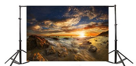Laeacco Sea Wave Stones Sunset Scenic Photography Backgrounds Vinyl