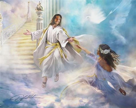 Danny Hahlbohm Coming Home X Print Jesus Welcoming Woman Into Heaven Ebay