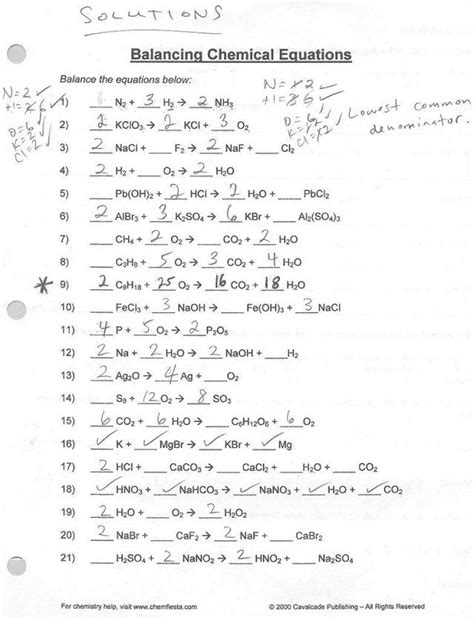 2 al 2 o 3 4 al 3 o 2 4. Balancing Equations Worksheet Answer Key 1 20 ...