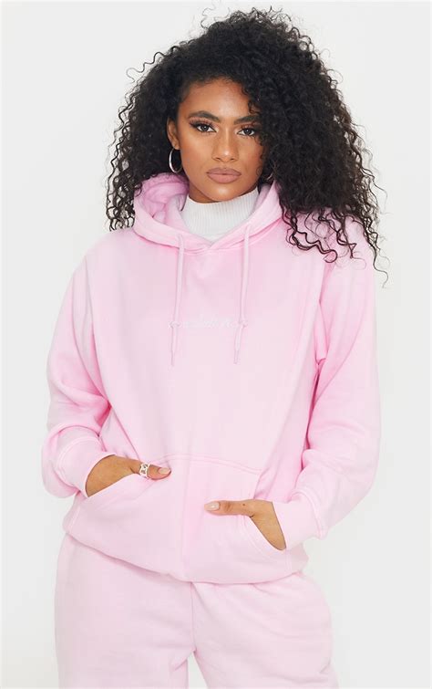 Prettylittlething Recycled Light Pink Oversized Sweat Hoodie