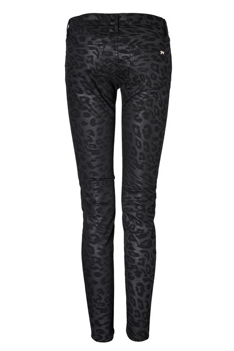 juicy couture leopard print coated skinny jeans black lyst