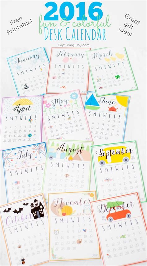 Cute And Colorful 2016 Desk Calendar Capturing Joy With Kristen Duke
