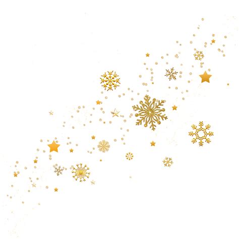 Gold Snowflakes With Glittery Transparent Vector Background Golden