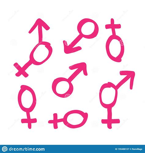 Hand Drawn Gender Symbols Sketch Of Male And Female Signs In Doodle