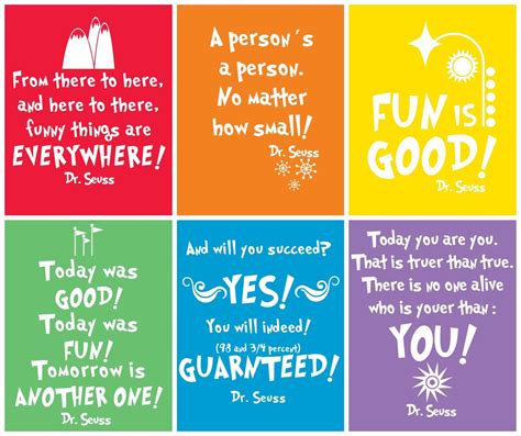 Diy 20 Dr Seuss Inspired Quote Signs Printable Birthday Party Red