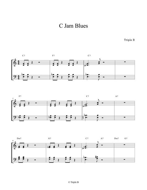 Triple B C Jam Blues Piano Solo Sheet
