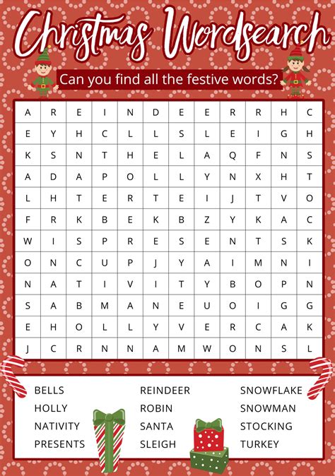 Word Search Puzzle For Christmas