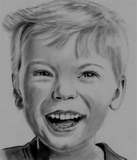 Little Boy Laughing Drawing By Barb Baker