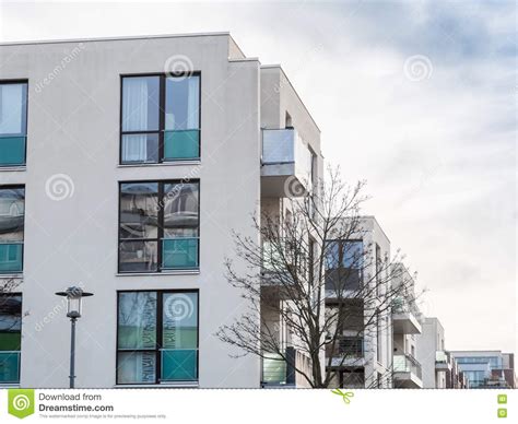 Low Rise Apartment Buildings With Balconies Stock Photo