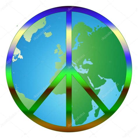 World Peace Graphic With Peace Sign Over World — Stock Photo