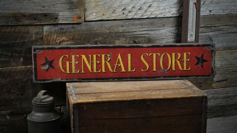 General Store With Stars Rustic Hand Made Vintage Wooden Sign