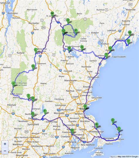Our Driving Route In New England Cape Cod And Massachusetts Rhode