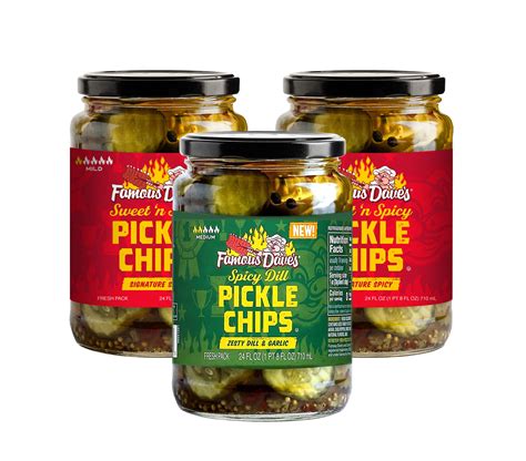 Famous Daves Pickles Variety Pack Set Of 3 Spicy Dill And Garlic Pickle Chips 24 Oz 1 Jar