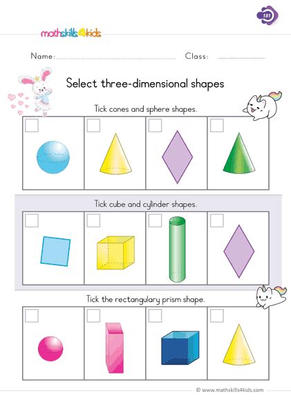 3d Shapes Worksheets 3rd Grade Worksheets For Kindergarten