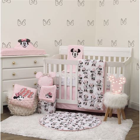 Disney Minnie Mouse 6 Piece Nursery Crib Bedding Set Comforter Two