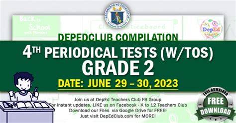 Grade 2 4th Periodical Tests With Tos Sy 2022 2023 Compilation