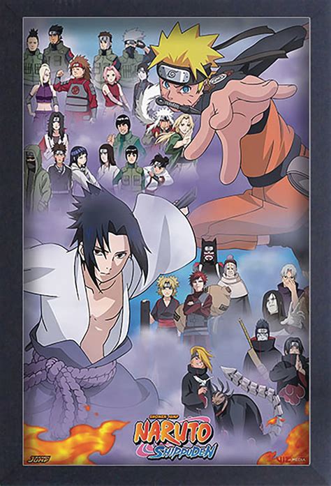 Dec228570 Naruto Shippuden Naruto Cast Framed Print Previews World