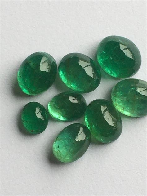 Natural Emerald Gemstones Emerald Cabochon 8 Pieces Lot 1950 Etsy