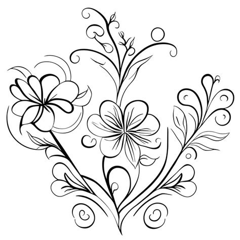 Premium Vector Line Drawing Flowers Bouquet Decoration Or Floral
