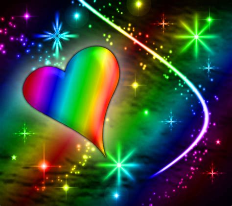 Rainbow Heart With Plasma Stars Background 1800x1600