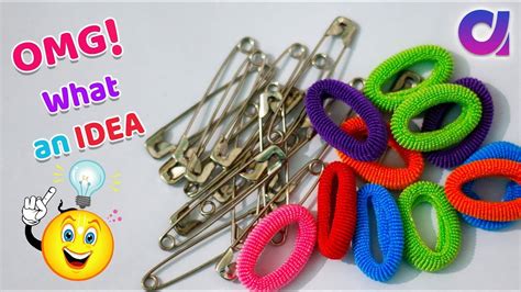 Diybest Out Of Waste Safety Pins And Hair Rubber Bands Cool Craft Ideas