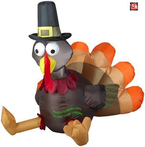 3 gemmy airblown inflatable thanksgiving pilgrim turkey