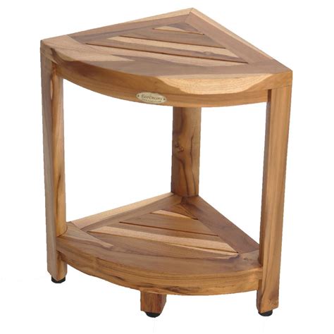 Ecodecors Earthyteak Oasis 2 Tier Teak Corner Stool Ed980 The Home Depot