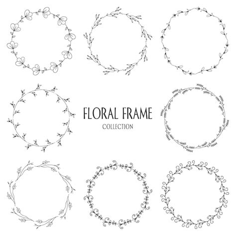 Premium Vector Wreaths Floral Frame Hand Drawn