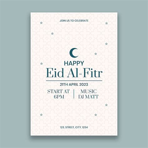 Free Vector Minimalist Hand Drawn Happy Eid Al Fitr Invitation