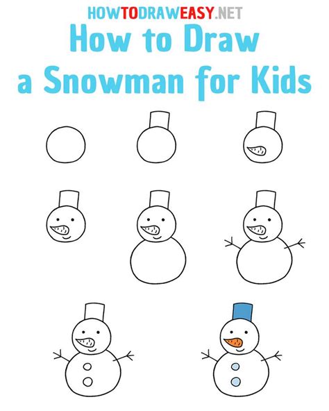 Easy Step By Step Guide How To Draw A Cute Snowman