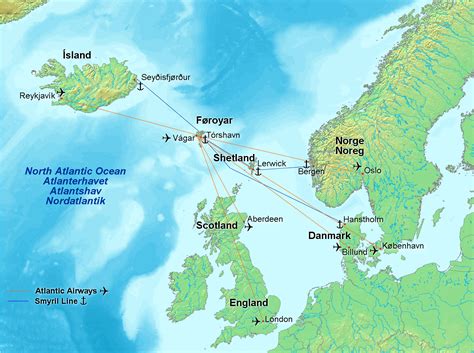 This map shows a combination of political and physical features. File:Map of faroe islands in europe, flights and ferries ...