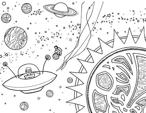Shiny, metallic spaceships, going to explore. Alien Spaceship Coloring Page - NetArt