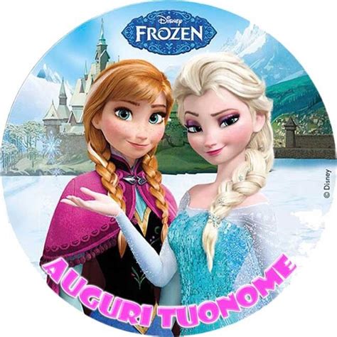 Cialda Frozen Decorazione Torta Ostia O Zucchero Tondo Personalizzabile C Palloni E Palloncini