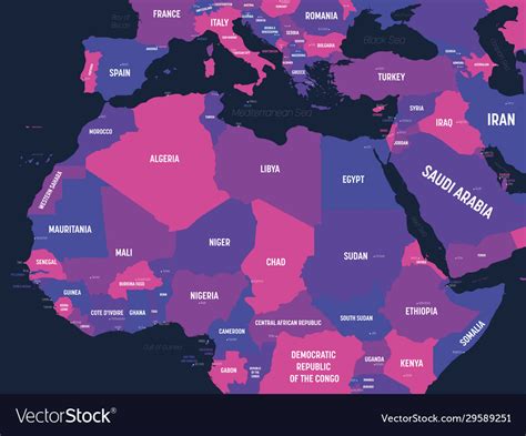 Northern Africa Map High Detailed Political Map Vector Image