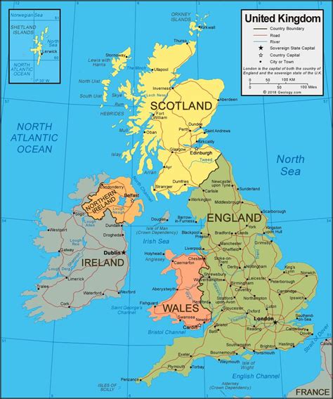 Mapa de las regiones del Reino Unido UK mapa político y estatal del