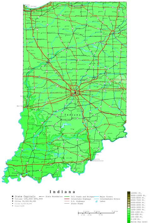 Large Detailed Roads And Highways Map Of Indiana State With Cities
