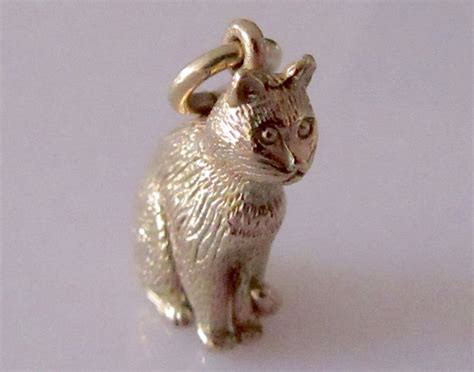 Solid Gold Cat Charm Or Pendant By Truevintagecharms On Etsy Gems