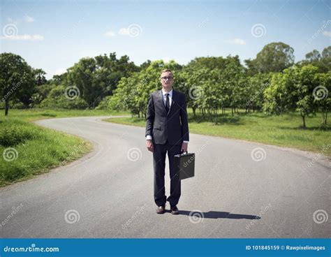 Businessman Standing On A Road Stock Image Image Of Green Adult