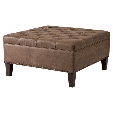 Lindsey Tufted Square Cocktail Ottoman Brown Ottoman Furniture Tufted