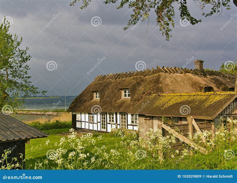 Danish Farmhouse With Thatched Roof Royalty Free Stock Photography
