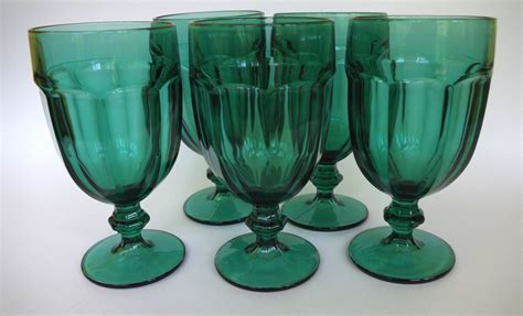 Vintage Duratuff Libbey Gibraltar Large Water Goblets Teal Etsy Water Goblets Libbey Vintage