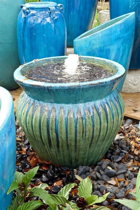Garden Pots And Fountain Stock Image Image Of Handmade 39699335