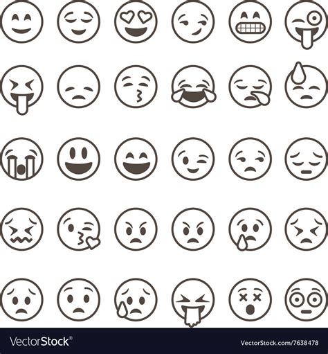 Outline Emoticon Vector Emoji Vector Smile Icon Set Emoticon Icon My