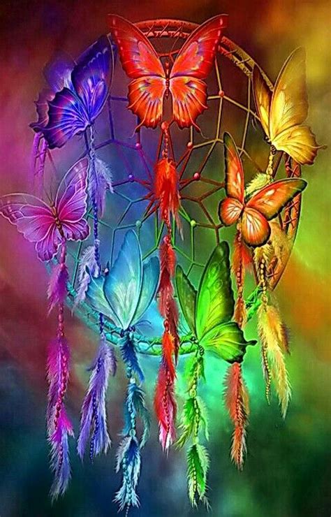 Rainbow Butterflies With Dreamcatcher Rainbow Butterflies Butterfly