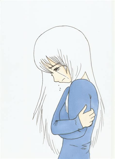 Simple Sad Anime Girl Drawing