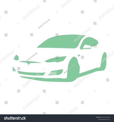 Tesla Green Car Silhouette Electric Car Stock Vector Royalty Free