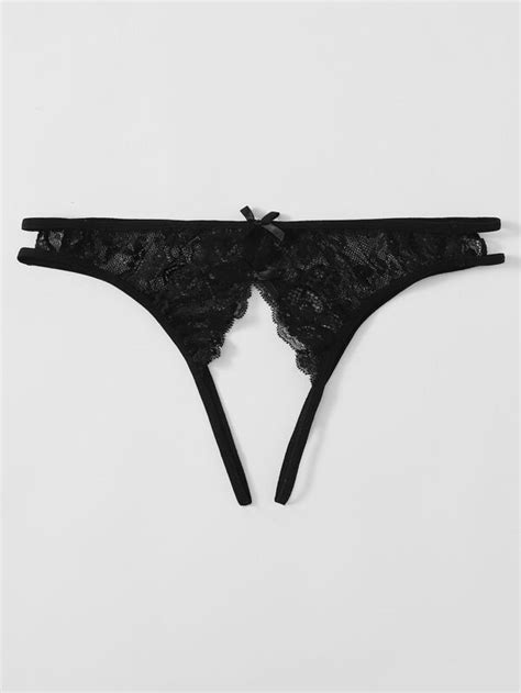 Plus Floral Lace Crotchless Thong Shein In